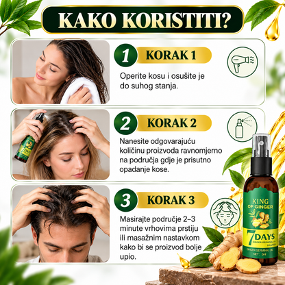 Serum za Rast Kose na Bazi Đumbira – Vidljivi Rezultati za 7 Dana
