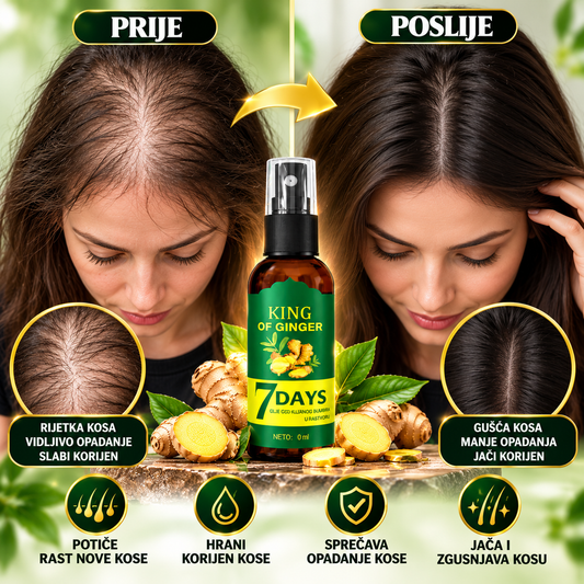 Serum za Rast Kose na Bazi Đumbira – Vidljivi Rezultati za 7 Dana