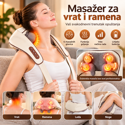 Bežični Električni Masažer  –  6 Glava + Grijanje